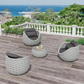 Erotr 4 Pieces Courtyard Seating Set: Aluminum Woven Rope Patio Furniture Chair Set - All Weather Metal Outdoor Conversation Set - Assembled Armchair w/Table for Bistro Deck Porch Balcony Pool Hotel