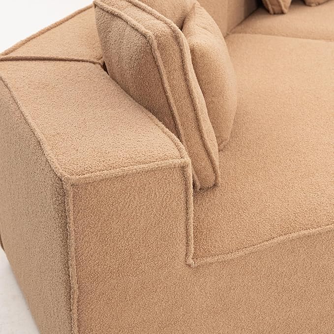 EPOFIT 181" Extra Large Modular Sectional Sofa, 3-Piece Couch with Teddy Fleece, Full-Foam Cushions and 9 Pillows, High-Density Foam Padding, All-Compressed Design – Brown