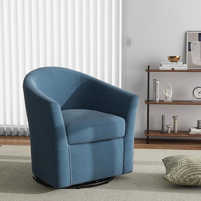 DREAMSIDEA Swivel Accent Chair Armchair, Modern Round Single Sofa Seating Comfy Reading Barrel Chairs for Living Room Bedroom (Blue, Set of 2)