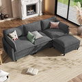 Apicizon 108" Cloud Couch Sectional, L Shaped Cloud Sofa with Side Storage Pocket, Modern Corduroy Sofa Set for Living Room, Office, Grey