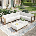 MIXPATIO 8 Pieces Outdoor Patio Furniture Set, Wicker Rattan Modular Sofa Couch, Sectional Patio Conversation Set with 10" Extra Thick Cushions for Deck Backyard Lawn
