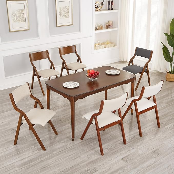 Ball & Cast Modern Folding Chairs Folding Dining Room Chairs Set of 2, 18" Seat Height, Taupe