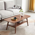 HanStrong 39.37" Center Coffee Table 100% Solid Wood Top Plate Desk Study Desk Work from Home with Storage Shelf,Walnut