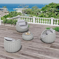 Erotr 4 Pieces Courtyard Seating Set: Aluminum Woven Rope Patio Furniture Chair Set - All Weather Metal Outdoor Conversation Set - Assembled Armchair with Table Set for Bistro Deck Porch Balcony, Grey