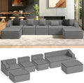 HERA'S HOUSE 163" Cloud Sectional Couch, Oversized U-Shaped Modular Upholstered Sofa with Ottomans, Corduroy Boneless Couches with 6 Throw Pillows for Living Room, No Assembly Required, Grey