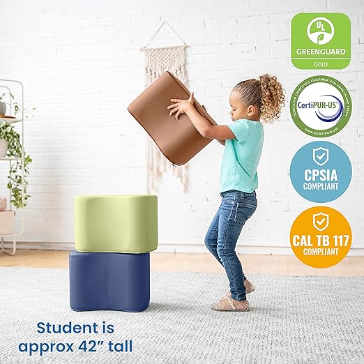 ECR4Kids SoftZone Toddler Modular Stool Set, Flexible Seating, Earthtone, 6-Piece