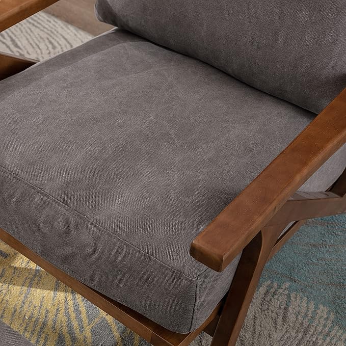 chairus Mid Century Accent Armchairs Modern Upholstered Lounge Chair Compfy Leisure Arm Chair for Living Room Fireplace/Bedroom/Reception/Dorms, Set of 2, Denim Fabric Grey