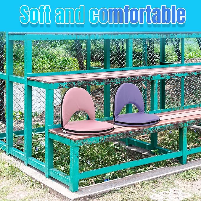 Maitys Stadium Seats for Bleachers with Back Support and Cushion Pad Folding Bleacher Seat with Backrest Wide Padded Elementary School Classroom Floor Chairs, 5 Reclining Positions