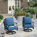 HERA'S HOUSE Outdoor Chairs Set of 2, 2 x Patio Chair with Pacific Blue Cushions, All Weather Outdoor Furniture for Lawn Garden Backyard Deck(Swivel Chairs)