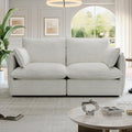Lopzeho Cloud Modular Sectional Sofa, Waterproof Down Filled Sectional Sofa, High Backrest Loveseat Sectional Couches for Living Room, Modern Modular Couch with Removable Cover, Cream White