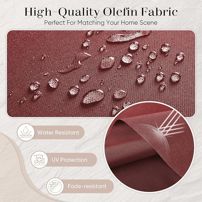 Outdoor Seat Cushion Set-24 x 24 x 6 Inch Outdoor Chair Cushions with Water Resistant & Removable Cover Outdoor Cushions for Patio Furniture Chair Sofa Couch-Red
