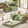 kakuboohi 51" Loveseat Sleeper Sofa Bed, Chenille Convertible Floor Sofa Bed for Small Spaces, Folding Couch Bed with Deep Seat, 2 Pillows & Solid Frame, Pull Out Floor Couch for Living Room, Green