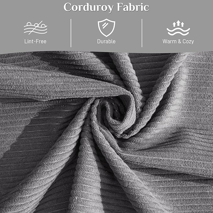 DAMAIFROM 157" Convertible Sleeper Sofa Bed Set with Pillow, 4-in-1 Corduroy Folding Mattress Boneless Couch with Fixed-Shape Frame, Fold Out Floor Sofa Cama Lounge Couch for Living Room, Grey