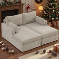 Arouseden 63"Oversized Chaise Lounge Taupe,Comfy Sectional Couches For Living room with Armrests and Throw Pillows,Wide Chaise Lounge Chair Indoor,Chenille Lounge Chair with Headrest for Neck Support