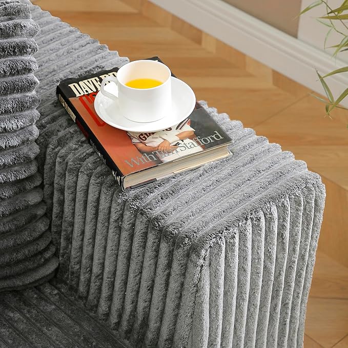 108" Boneless Cloud Sectional Couches for Living Room, Comfy Fluffy L Shaped Memory Foam Deep Seat Boneless Couch, Modular Sectional Sofa with Left Facing Chaise, Dark Grey