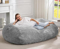 Hobestluk 5FT Bean Bag Chairs Adult Bean Bag with Portable Handle Comfy Large Bean Bag Lounge Chair with Removable Cover for Living Room Bedroom (Stripe Grey, 5FT)