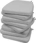 AAAAAcessories D-Shaped Chair Cushions, 2" Thick Dining Chair Pads with Ties and Removable, Machine-Washable Cover, 17" x 16", Set of 8, Light Gray