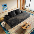 87" Foldable Floor Couch, 3-Seat Convertible Sleeper Sofa with Removable Backrests and 2 Soft Pillows, Chenille Fabric, for Living Room, Bedroom, Apartment, No Assembly Required, Dark Grey