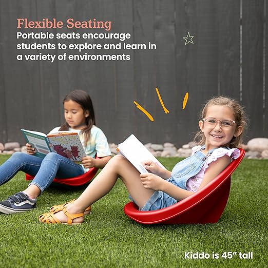 ECR4Kids Leaf Floor Seat, Rocker Chair, Red, 6-Piece