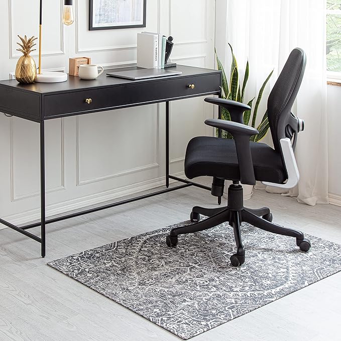Anji Mountain Rug'd Office Chair Mat for Carpet & Hardwood Floor - Jacquard Woven Top, Anti-Slip Backing, Low Pile, Floor Protector Desk Chair Mat, Office Rugs for Rolling Chairs (36 x 48)