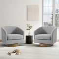 Swivel Barrel Chair, Modern Round PU Leather Accent Armchair for Living Room, Bedroom, Oversized Comfy Club Reading Chairs for Adults (Chenille Light Grey, Set of 2)