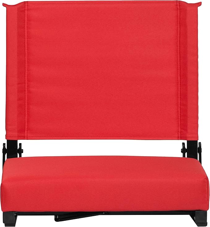 Flash Furniture Grandstand Portable Stadium Seat for Bleachers or Benches, Folding Padded Stadium Chair with Carrying Handle, 500 lb. Weight Capacity, Red