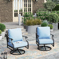 HERA'S HOUSE Outdoor Chairs Set of 2, 2 x Patio Chair with Blue Cushions, All Weather Outdoor Furniture for Lawn Garden Backyard Deck(Swivel Chairs)