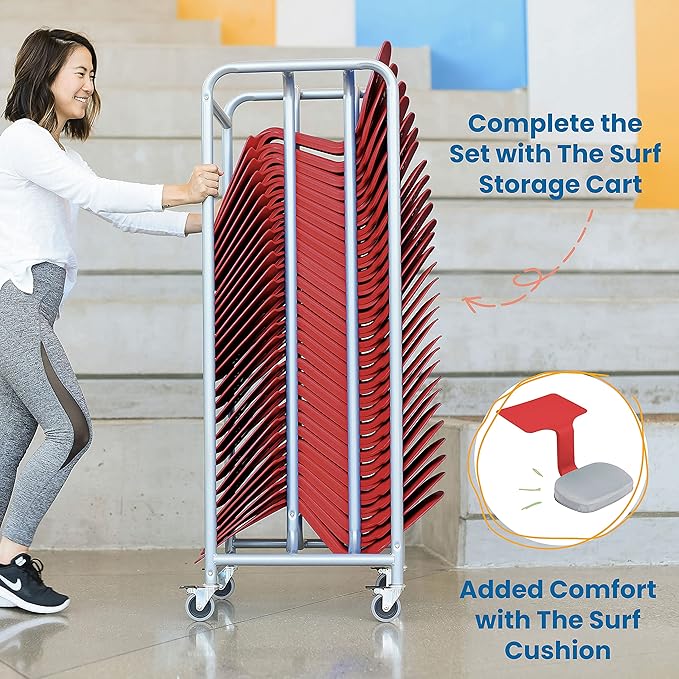ECR4Kids The Surf Portable Lap Desk, Flexible Seating, Red, 10-Pack