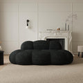 JACH 3 Seater Cloud Sofa for Living Room, Modern Sherpa Upholstered Couch, Minimalist Leisure Sofa, Comfy Cloud Couch for Apartment, Small Space, No Assembly Required (Black)