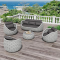 Erotr Aluminum Outdoor Patio Couch Set: 5 Pieces Woven Rope Porch Furniture Sofa Set Cushioned - Metal Modern Deck Conversation Set - All Weather Assembled Courtyard Seating for Backyard Pool Hotel