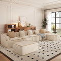 PHI VILLA Cloud Modular Couch, Boneless Sectional Sofa with U-Shaped Chaise, 7-Seater Couches with Movable Ottomans for Living Room, No Assembly Required, Corduroy, Beige