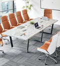 ahliss Sturdy Conference Table with Cable Management Grommets Modern Rectangle Office Meeting Table with Wood Tabletop and Metal Frame & Legs- Easy Assembly Boardroom Table (White Marble, 10 Foot)