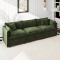 Aoowow Modular Sectional Sofa,112.2 Inch Deep 3-Seater Sofas Comfy Chenille Cloud Sofas and Couches with Pillows for Living Room Apartment（Green）
