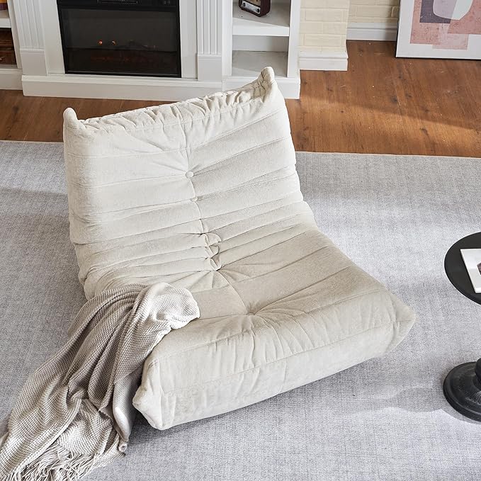 HABUTWAY Bean Bag Chair, Giant Bean Bag Chairs for Adults, Bean Bag Sofa with Filler Faux Fur, Memory Foam Bean Bag Couches Fireside Lazy Sofa for Living Room, Bedroom, Office (Beige)