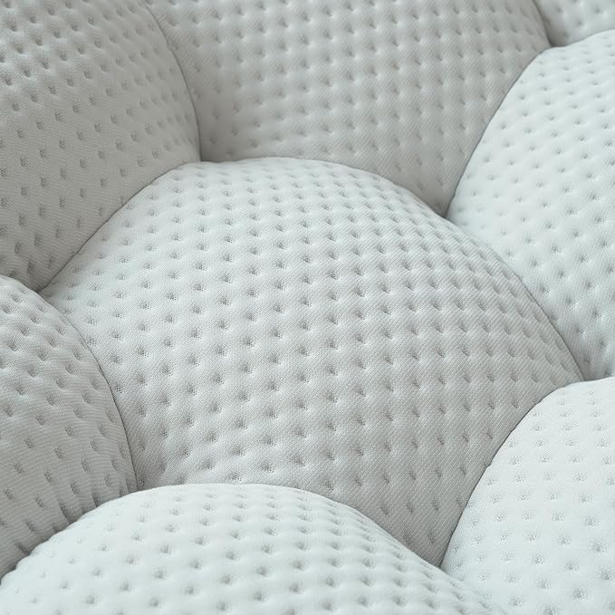 JACH Bubble Sofa with Ottoman, Curved Couch, Comfy Upholstered Sofa, Mesh Fabric 3D Honeycomb Shape Modern Couch for Living Room, Office, Apartment, Small Space (Light Grey)