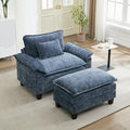 URRED Modular Sectional Sofa Comfy Cloud Couch, Modern Chenille Sofa Sleeper Deep Seat Couches with Ottoman/Pillows for Living Room (Blue, 53''- Ottoman)