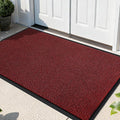 Yimobra Doormat Outdoor Indoor Entrance 47 x 32, All-Season All-Weather Front Door Mat, 100% Waterproof Welcome Matt for Floor Garage Outside Entry, Stain and Fade Resistant,Black Red