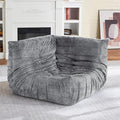 HABUTWAY Bean Bag Chair, Memory Foam Bean Bag Chairs for Adults, Fireside Corner Chair Lazy Floor Corner Sofa for Living Room, Bedroom, Dorm, Office (Light Grey)