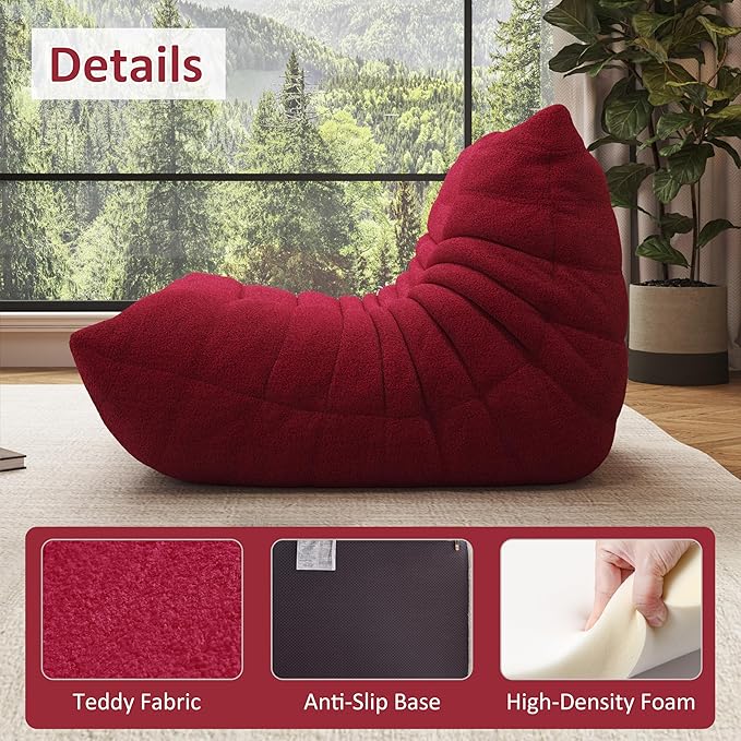 Bean Bag Chair, Oversized Bean Bag Chair for Living Room, Fireside Chair for Adults with Memory Foam Filled, Big Accent Sofa Lounge Floor Sofa for Gaming, Reading, Relax, No Assembly Required.