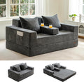 MAXYOYO Loveseat Sofa Bed, 64" Foldable Floor Sofa Couch in A Box with 2 Cup Holders, 4 in 1 Convertible Boneless Couch Folding Recliner Sleeper Chair for Living Room, No Assembly Required, Dark Grey