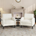 Accent Chair Set of 2,Comfy Living Room Chair with 2 Side Pockets,Mid Century Modern Reading Chair for Bedroom,Upholstered Armchair for Office, Apartment, Small Room,Beige