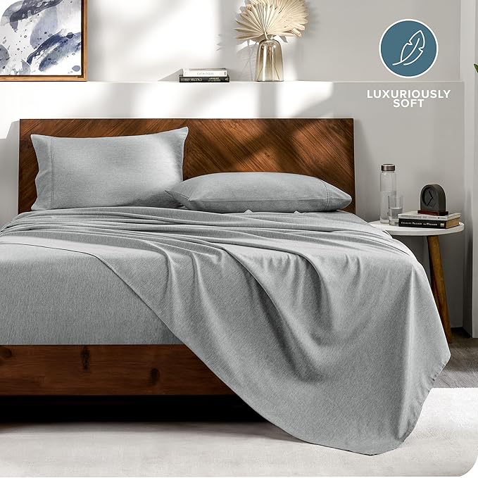 Bare Home Bed-in-A-Bag 7 Piece Comforter & Sheet Set - California King - Goose Down Alternative - Ultra-Soft 1800 Premium Bedding Set - Cationic (Cal King, Heathered Pewter)