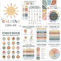 12 Retro Calming Corner Classroom Posters (10x14) - Feelings Wheel & Emotions Poster for Kids, Calm Down Corner Supplies for Therapy Office Decor, Mental Health Wall Art for Preschool and Teachers