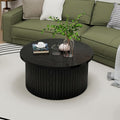 31.54" Round Coffee Table,Modern Drum Side Accent End Table for Living Room,Apartment,Black