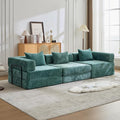 79" Convertible Sofa Bed with Pillows, Corduroy Folding Sleeper Sofa with Fixed-Shape Frame, Boneless Couch for Living Room Bedroom, Floor Sofa Lounge No Assembly Required (Modular Sofa - Green)