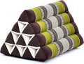 Leewadee Triangle Cushion – Comfortable Backrest for TV or Reading, Incline Pillow for Relaxing Made of Kapok, 20 x 13 x 13 inches, Brown Green