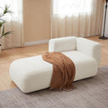 ZEKOKO Modern Boucle Chaise Lounge Chair, Indoor Living Room Furniture, Curved Design, Cream White (Left Hand, Cream)