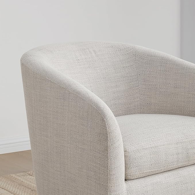 CHITA Swivel Accent Chair, FSC Certified Upholstered Fabric Barrel Chair for Living Room Set of 2, Fully Assembled, Ivory