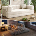 Fancyfire 78.8" Convertible Sofa Bed with Armrest Pillow,4-in-1 Sleeper Couch Bed for Livingroom,Modular Corduroy Boneless couches,No Assembly (Beige)