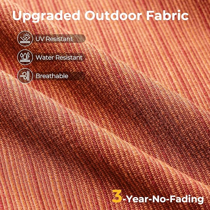 HOOOWOOO Patio Sectional Furniture Set,2 Piece Couch Set with 2 Matching Armless Chairs(Orange Red)
